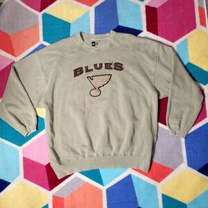 Vintage St Louis Blues Puma Hockey Sweatshirt Crewneck Olive Green XXL‎